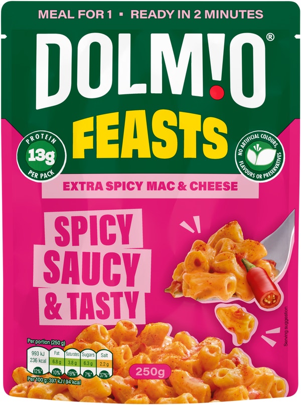 Dolmio Feasts Spicy Mac & Cheese Pasta Ready Meal 250g