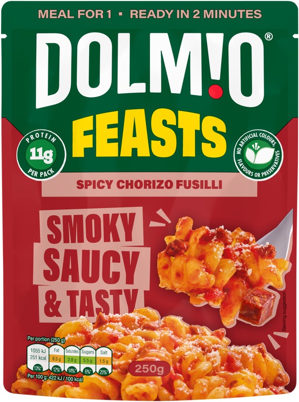 Dolmio Feasts Spicy Chorizo Fusilli Pasta Ready Meal 250g