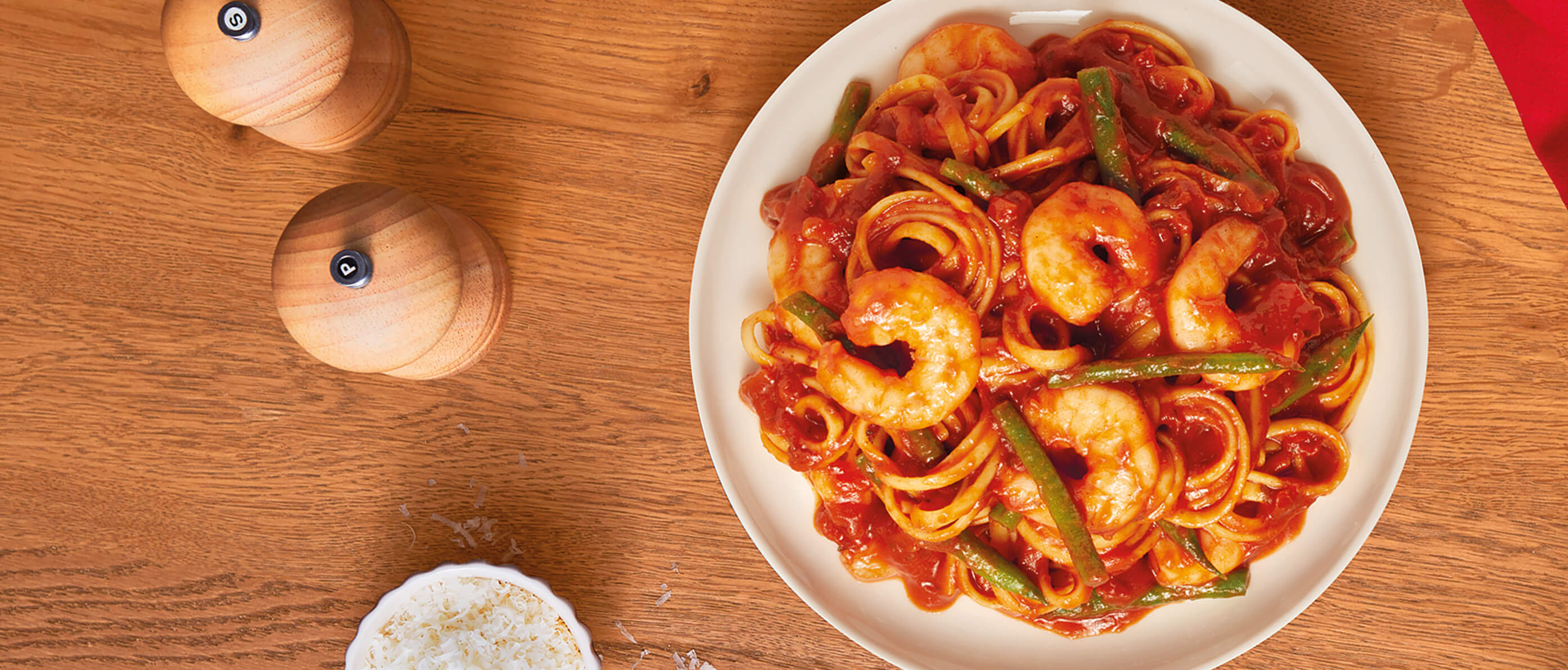 Spicy Prawn Linguine with Green Beans